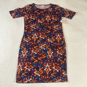 LuLaRoe Women’s Julia Dress/Size: XL /Color: Multi-Fun Geometric (NWT)